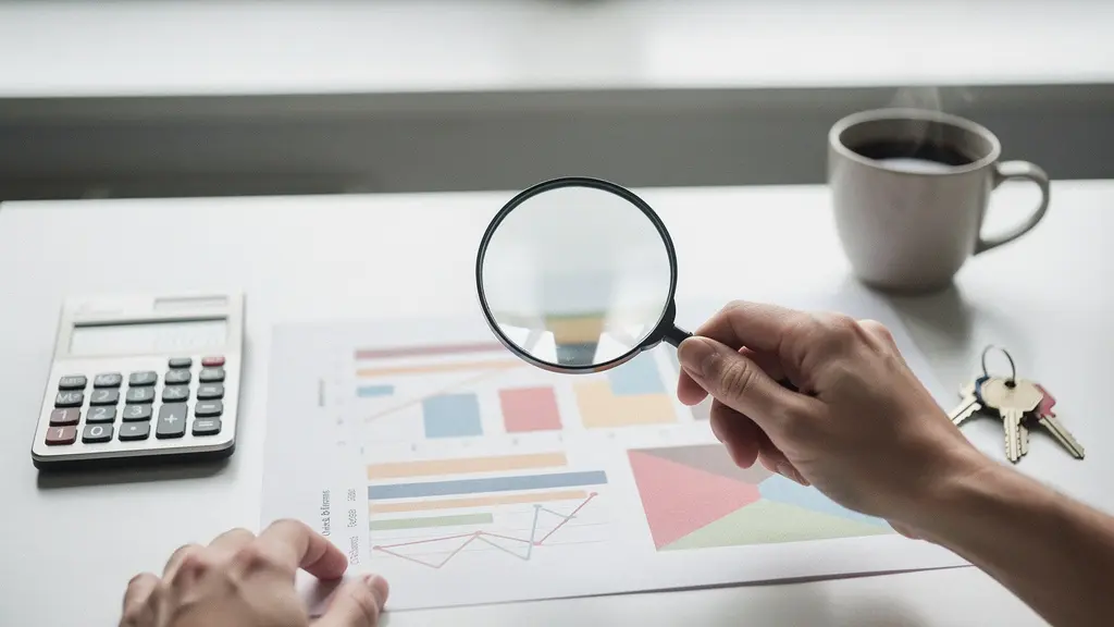 Analyse détaillée d'un dossier de prêt immobilier dans un bureau lumineux avec calculatrice et documents financiers