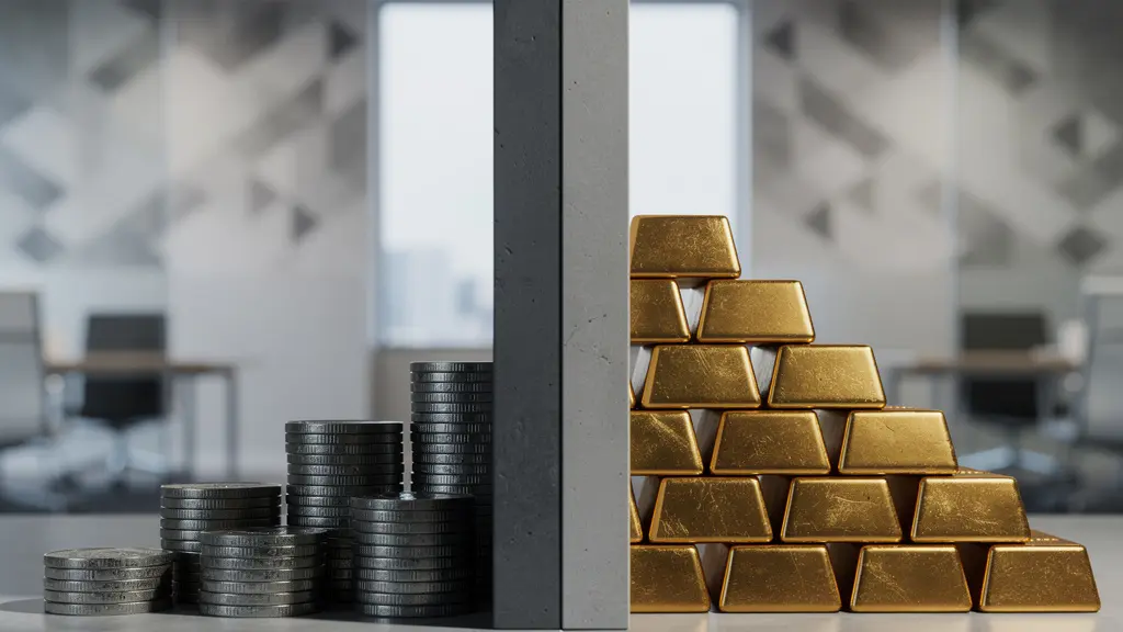 Graphique financier comparant deux courbes de croissance sur un bureau d'analyste