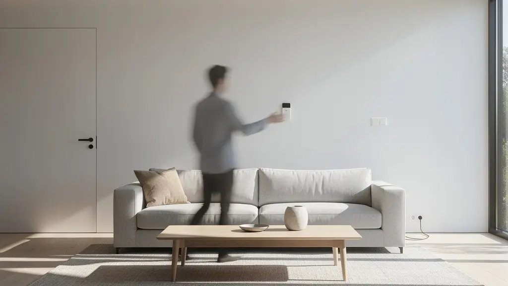 Intérieur moderne avec système domotique invisible intégré