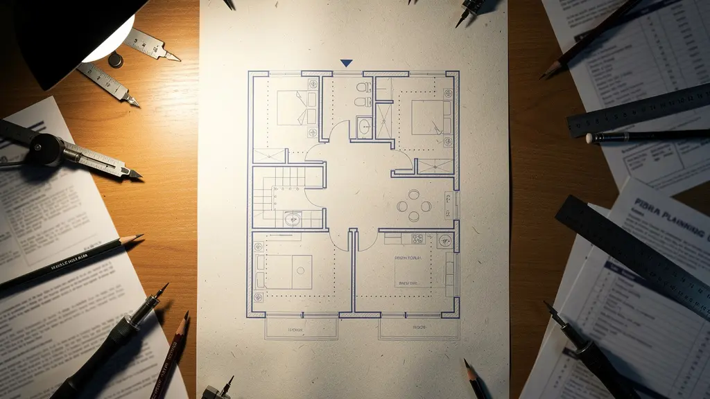 Plan d'architecte montrant la transformation d'un grand appartement en unités locatives séparées