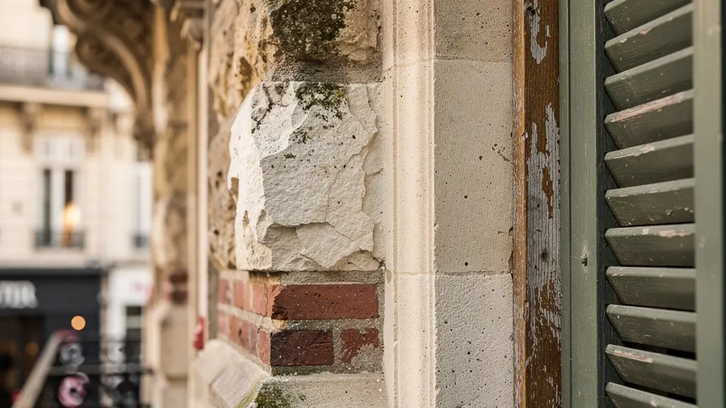 Immeubles anciens en cours de rénovation dans un centre-ville historique français