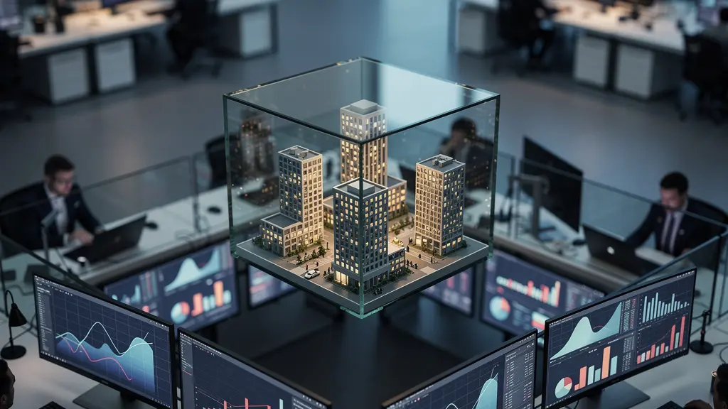 Graphique montrant les fluctuations de valeur d'un OPCI comparé à une SCPI sur fond de marchés boursiers